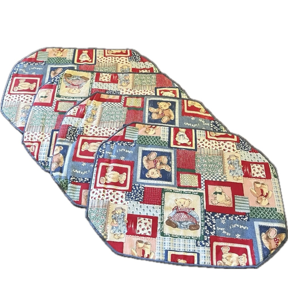 4 bear Placemats bear hugs little hearts, never fear when teddy bears are near